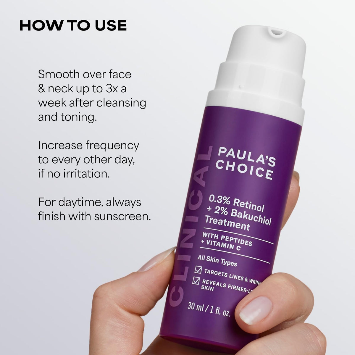 Paula's Choice ingredient label highlighting retinol and bakuchiol