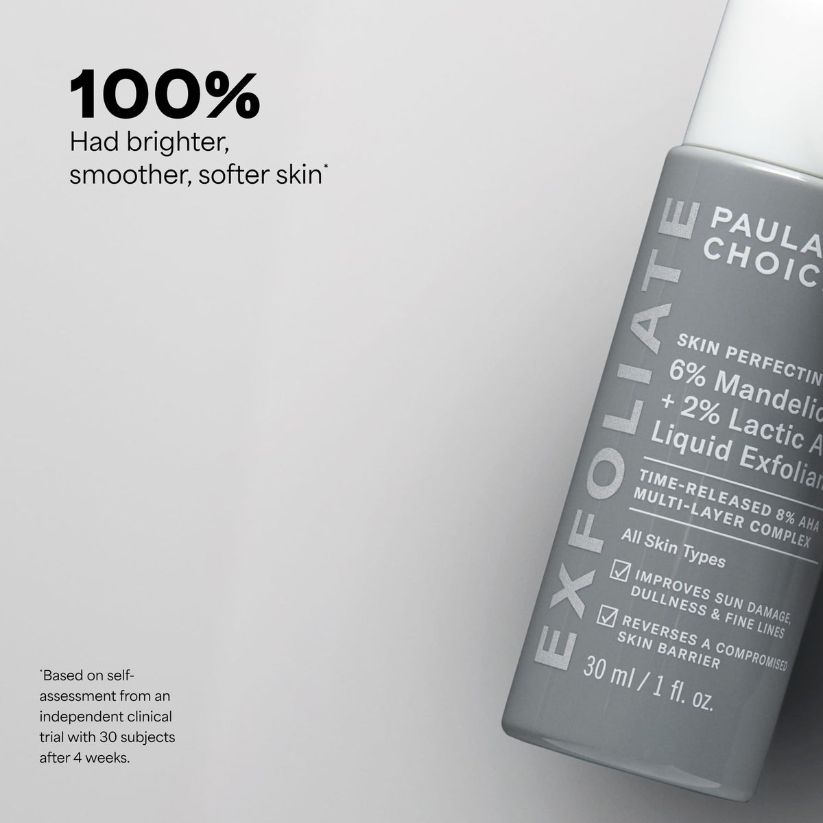 Paula's Choice ingredient label close-up highlighting active acids and antioxidants