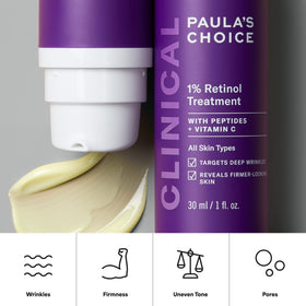 Ingredient visual with Paula's Choice emphasizing peptides, vitamin C and licorice extract benefits