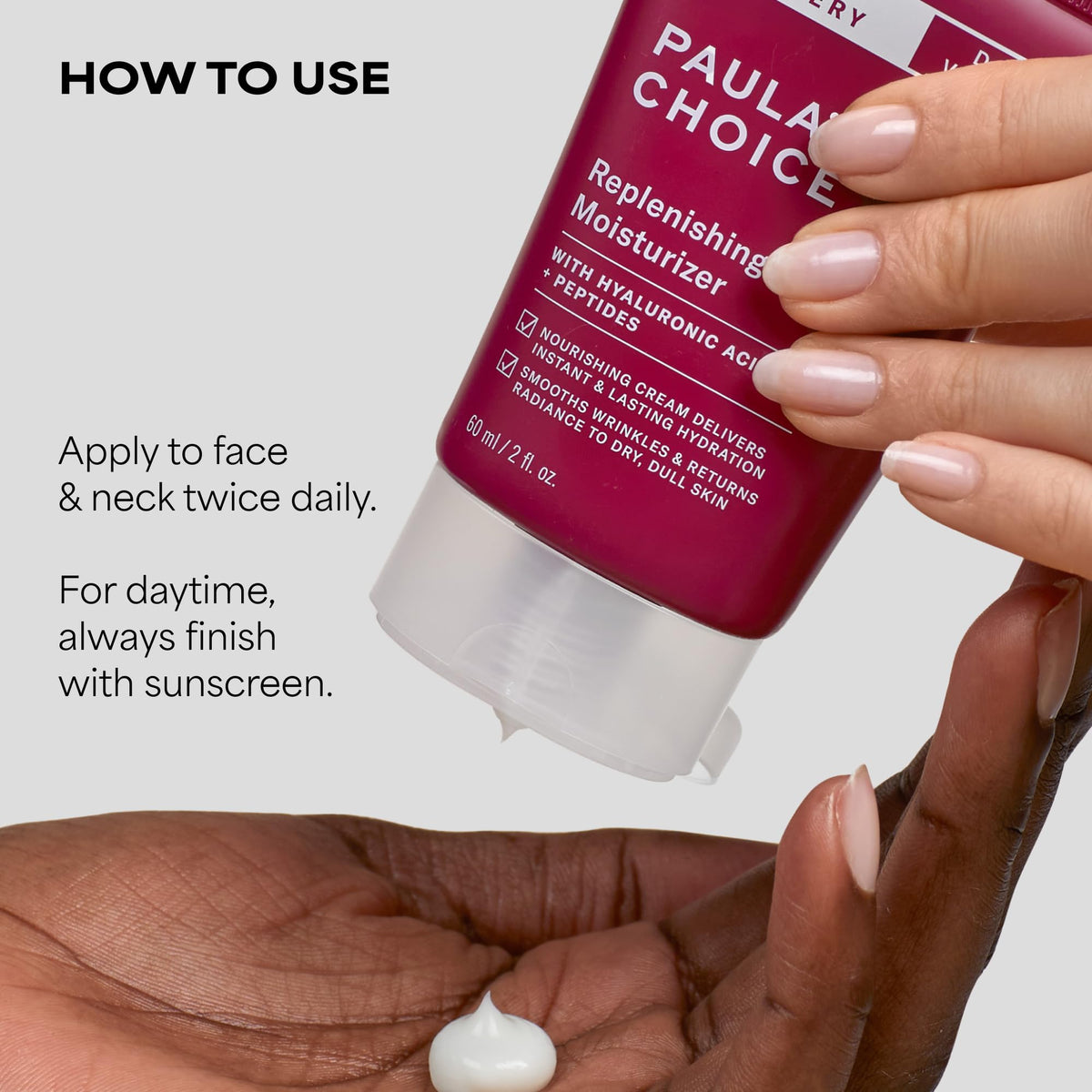 Paula's Choice moisturizer applied to hand demonstrating smooth absorption