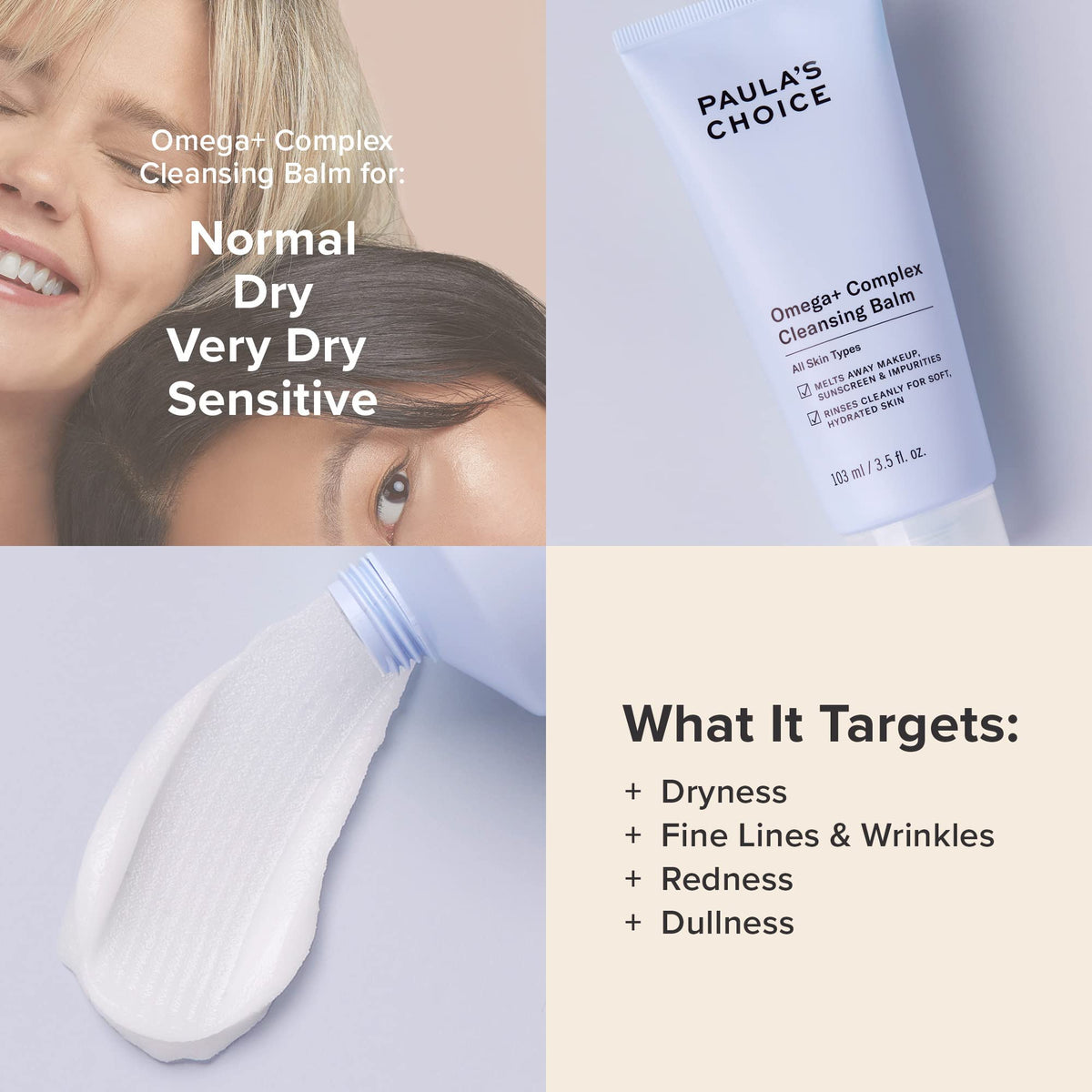 Paula's Choice cleansed skin after rinse, smooth hydrated finish visible