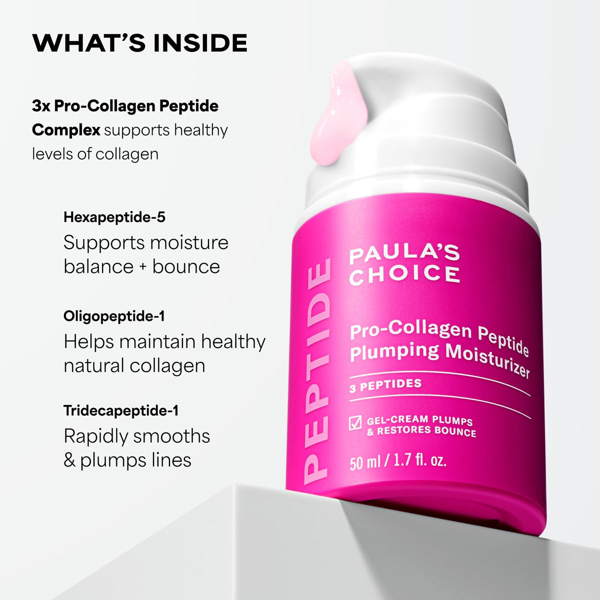 Paula's Choice size comparison showing 1.7 oz bottle and travel-friendly benefit