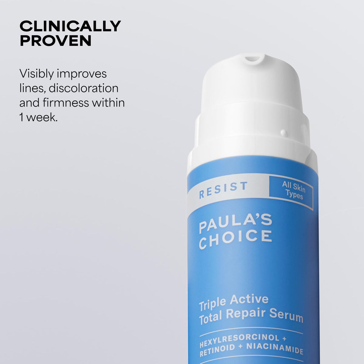Paula's Choice bottle beside printed ingredients highlighting actives benefit