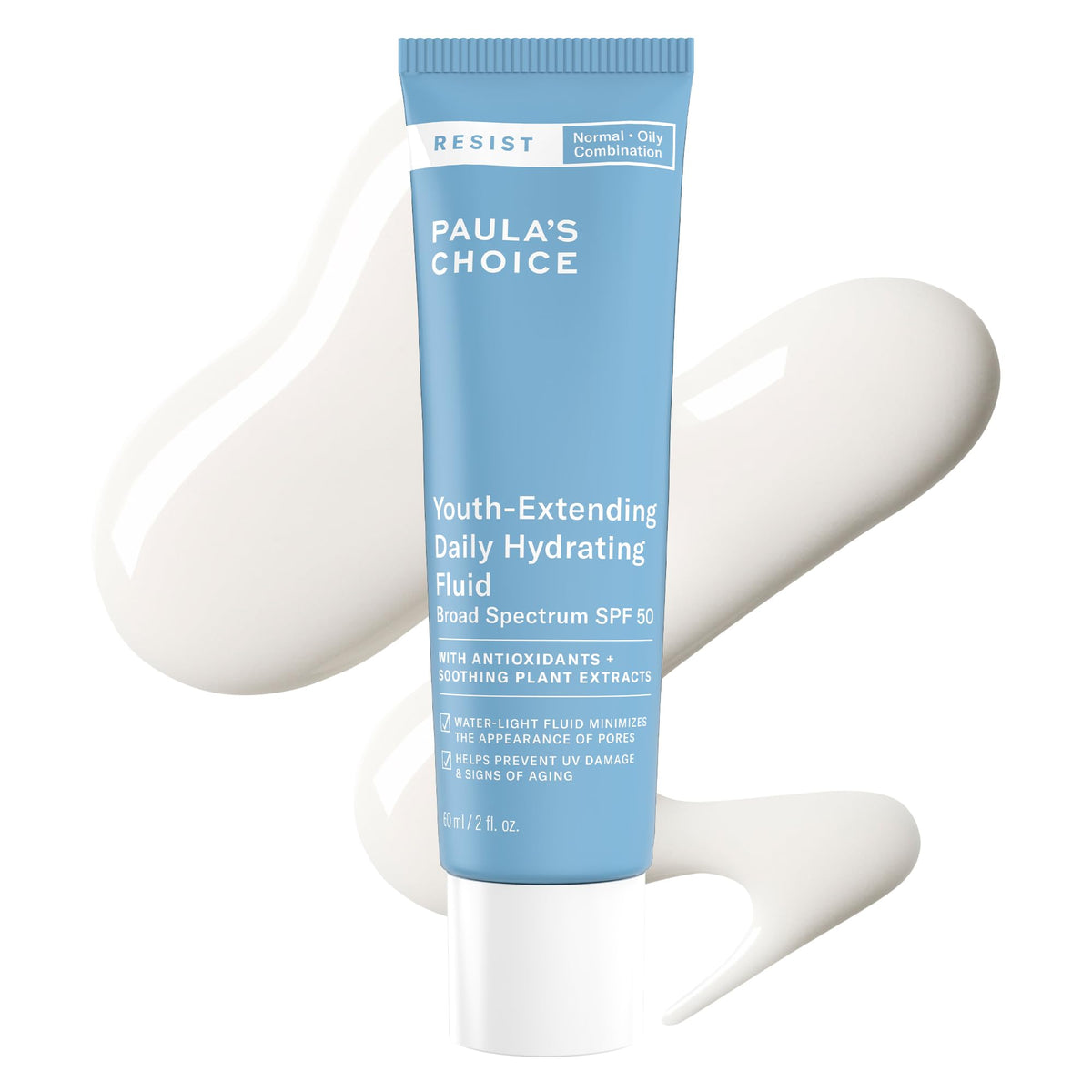 Paula's Choice front tube showing SPF 50 and product branding for daily protection