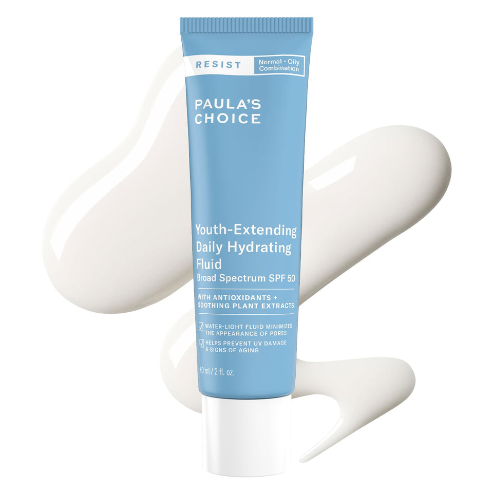 Paula's Choice front tube showing SPF 50 and product branding for daily protection