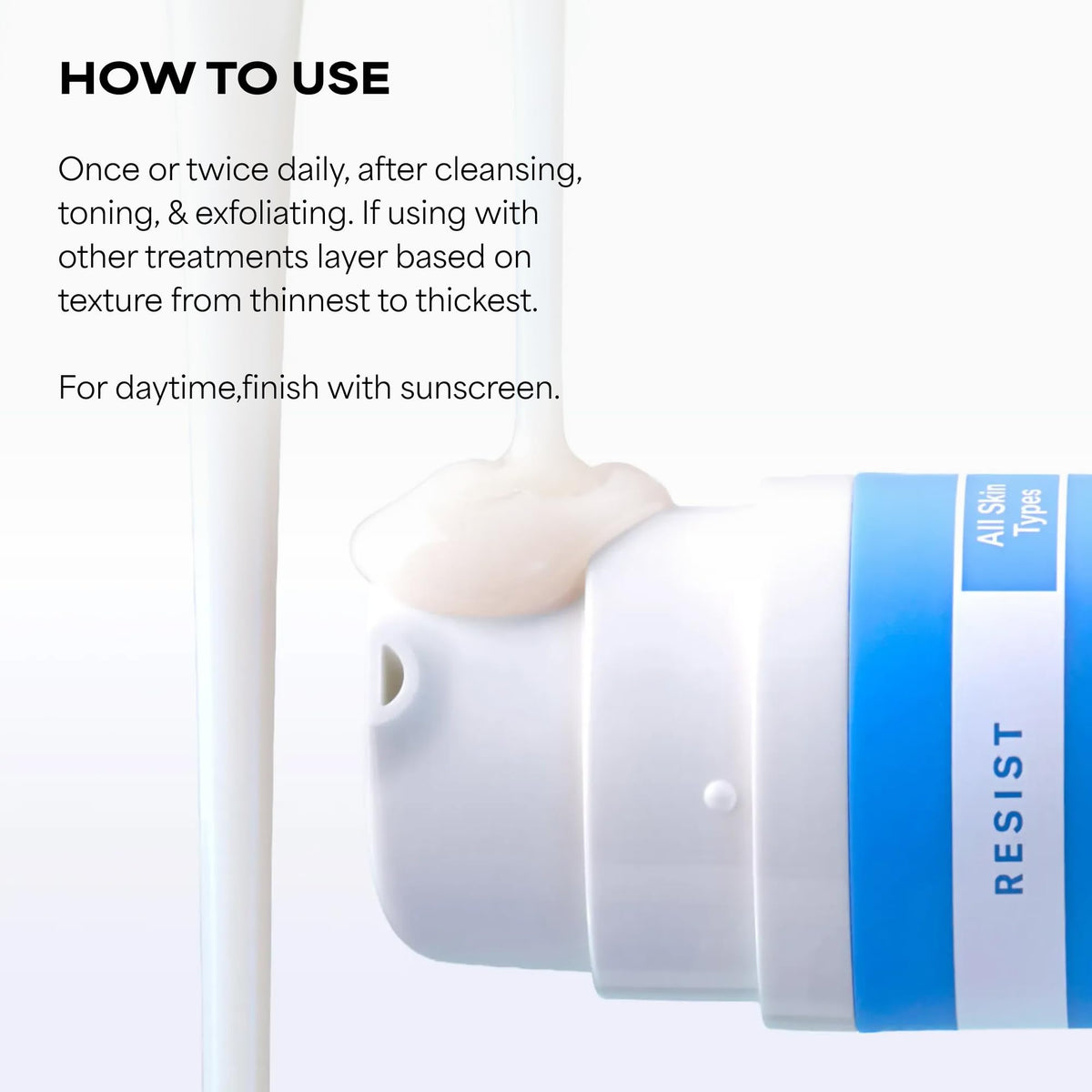 Paula's Choice dispenser close-up showing hygienic pump and easy application benefit