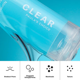 Paula's Choice 6oz bottle next to common items for scale and travel-friendly sizing benefit