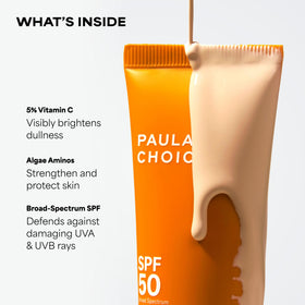Paula's Choice ingredient label close-up highlighting vitamin C benefits