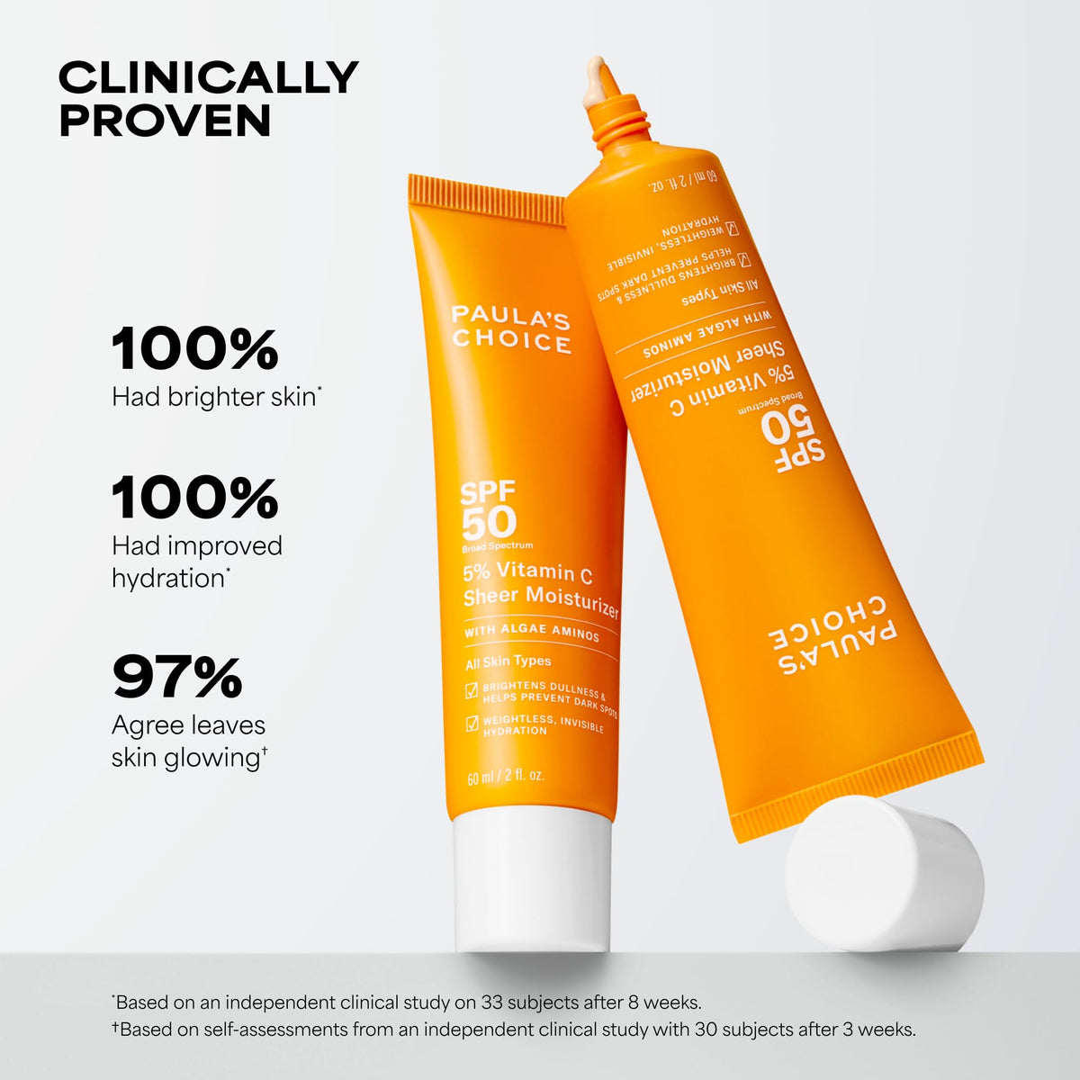 Paula's Choice sunscreen pump dispensed to show easy application benefit