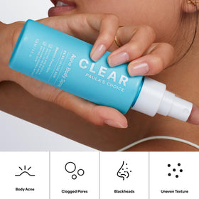 Paula's Choice spray droplet on fingertip highlighting lightweight, fast-absorbing texture