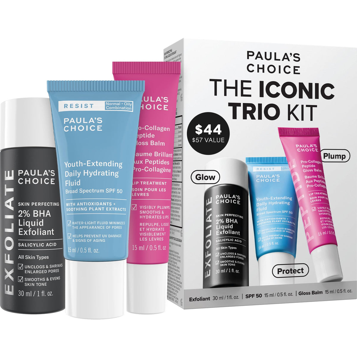 Paula's Choice front packaging showing all three kit items and value