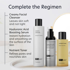PCA SKIN before and after cleanse comparison showing cleaner, softer skin