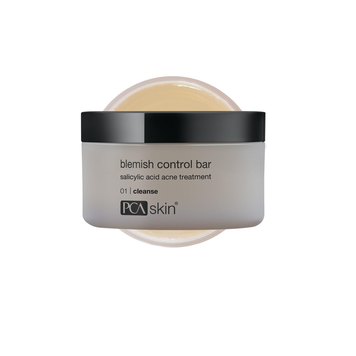 PCA SKIN cleanser bar front jar showing label and jar design for visible clarity benefit