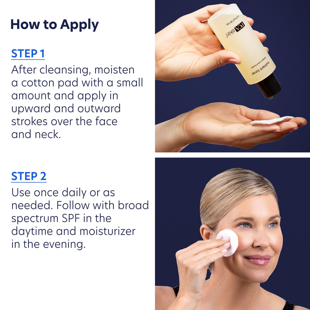PCA SKIN bottle held in hand to show real-world size and convenient 4.4 oz scale
