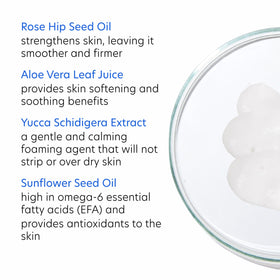 PCA SKIN cleanser next to common items showing 7 oz scale and portability
