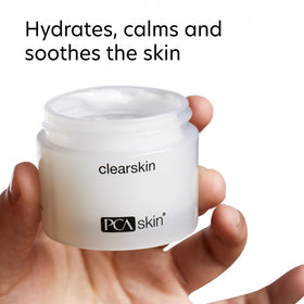 PCA SKIN ingredient display with niacinamide and cucumber emphasizing tone correction