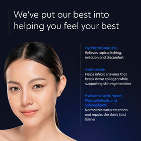 PCA SKIN CliniCalm applied to cheek demonstrating post-treatment calming benefit