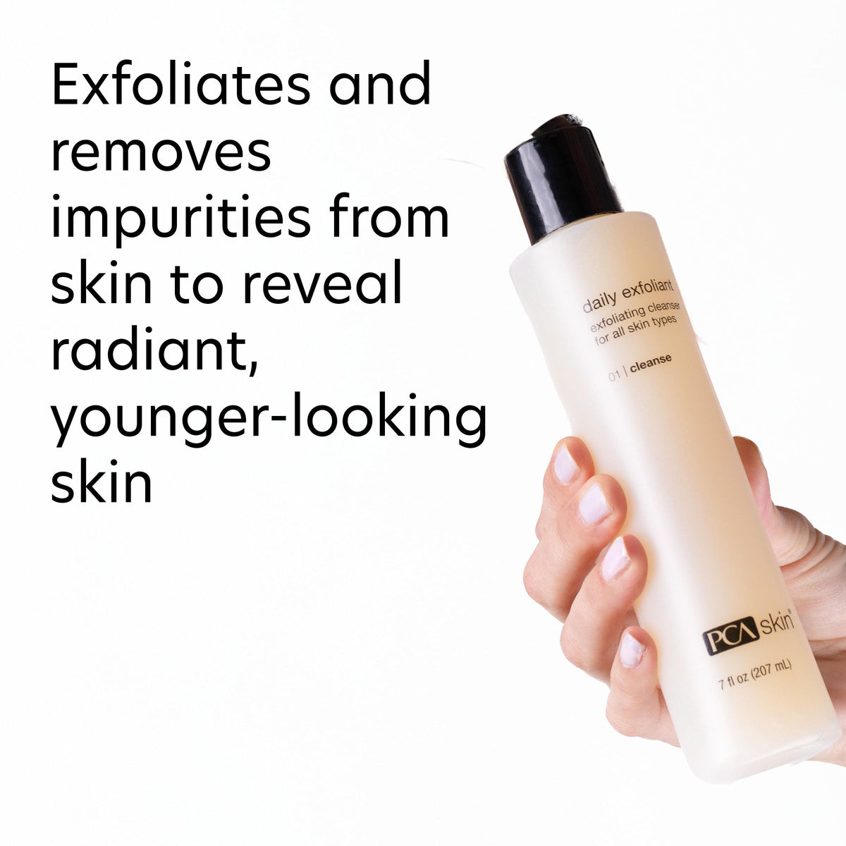 PCA SKIN cleanser texture close-up showing gentle exfoliant particles and smoothness