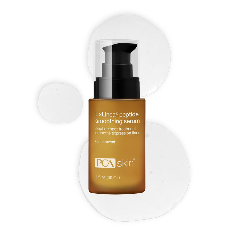 PCA SKIN ExLinea front pump bottle showing sleek packaging and targeted treatment benefit