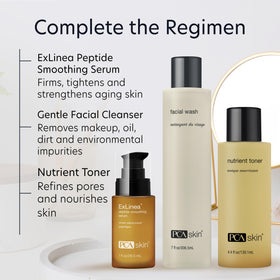 PCA SKIN ExLinea label close-up showing ingredient list and fragrance-free formulation benefit
