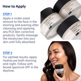 PCA SKIN cream being applied on hand demonstrating immediate moisturized feel