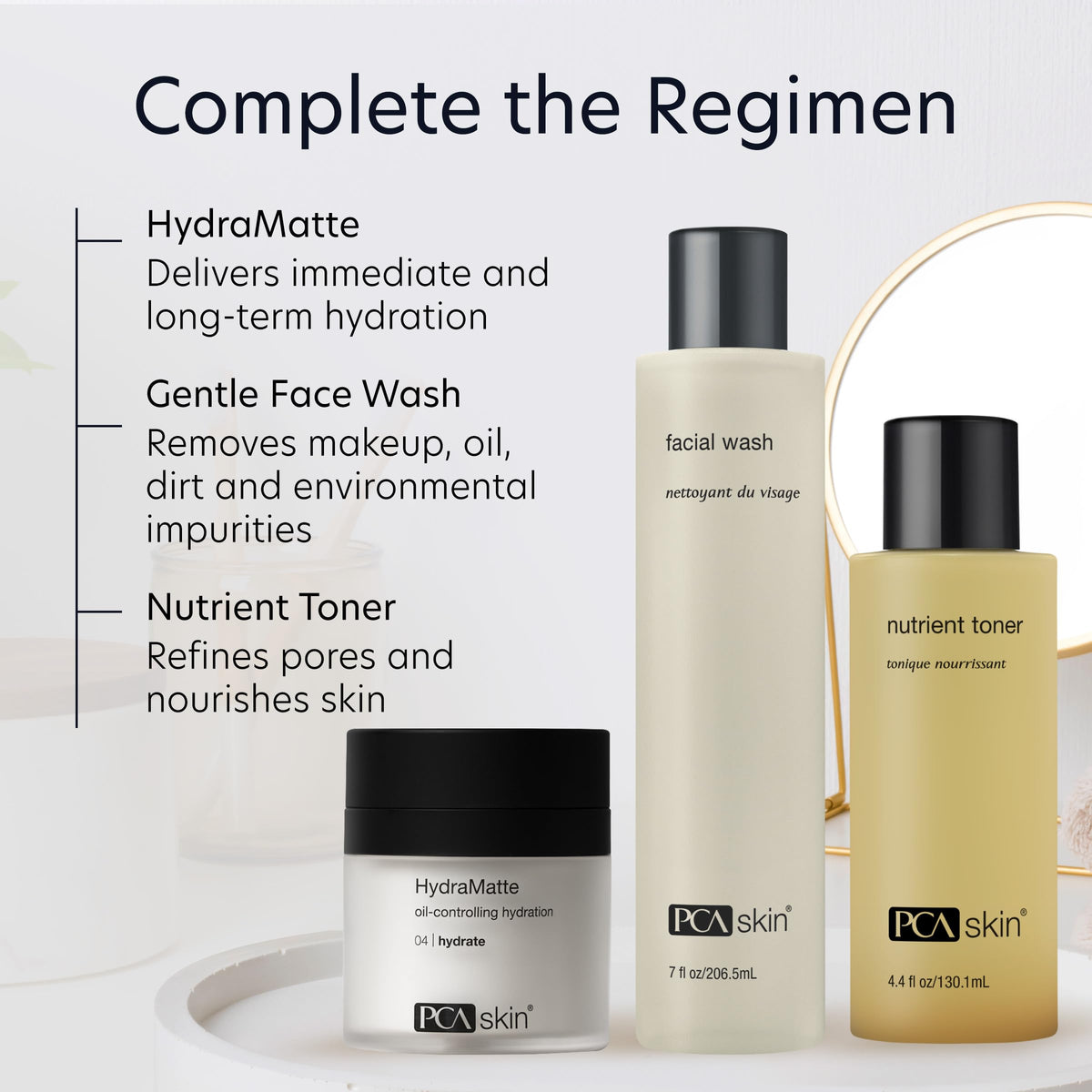 PCA SKIN HydraMatte closeup of matte skin texture showing pore refining benefit