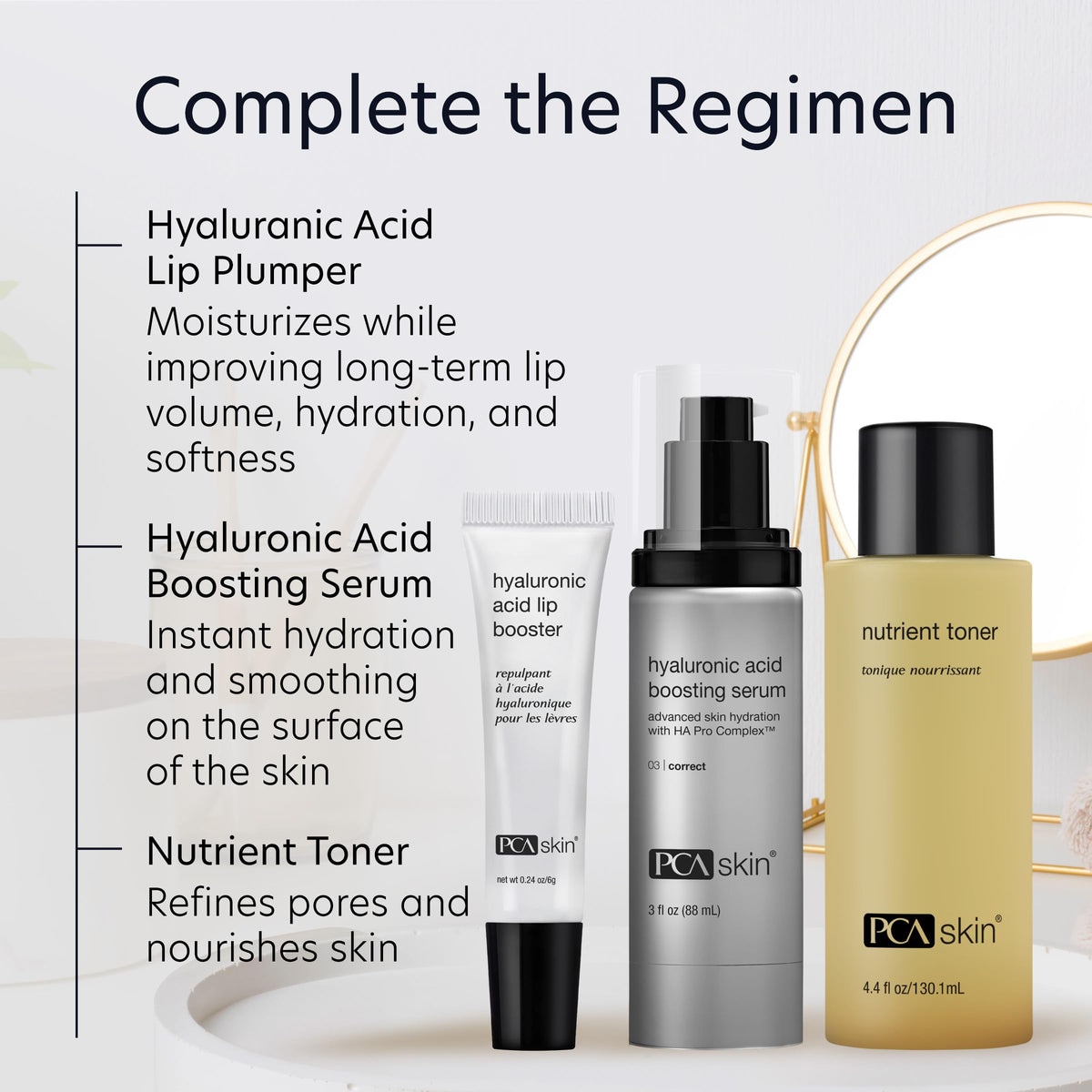 PCA SKIN on bathroom shelf in lifestyle scene signaling daily routine compatibility