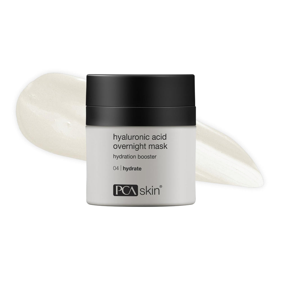 PCA SKIN jar front view showing overnight mask packaging and clear branding for trust