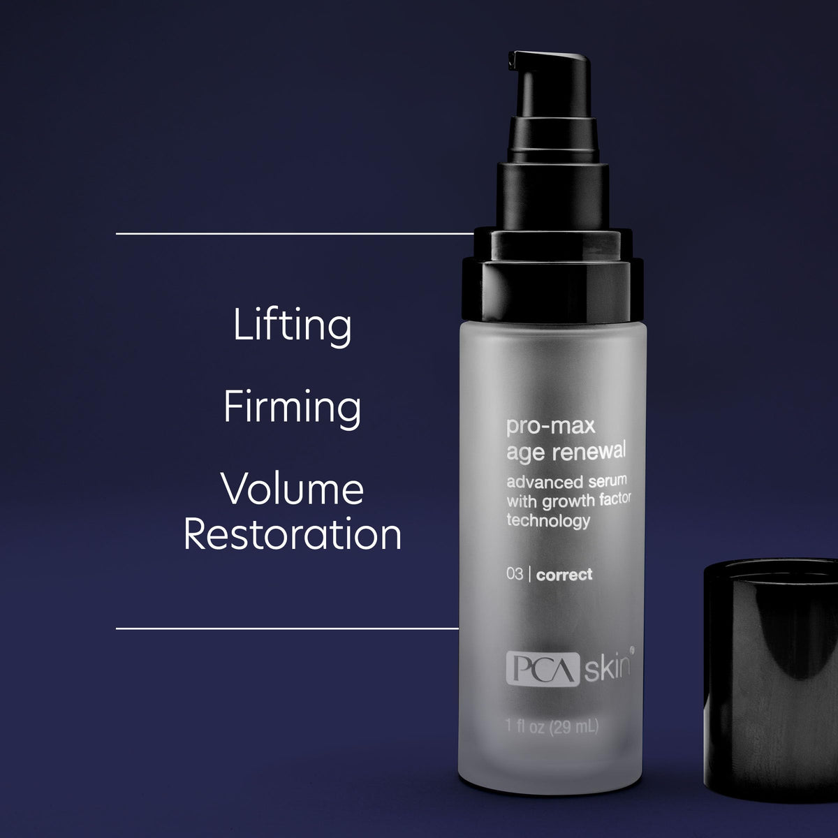 PCA SKIN 1.0 oz bottle next to common item to show compact travel size