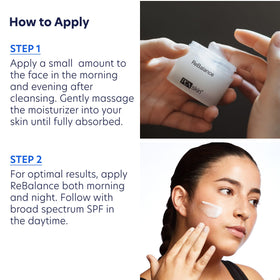 PCA SKIN applying moisturizer to cheek showing calming hydration