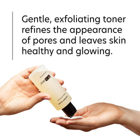 PCA SKIN toner texture on fingertip demonstrating lightweight hydrating exfoliation
