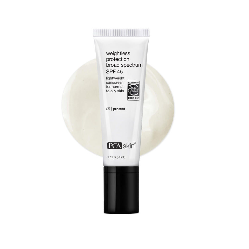 PCA SKIN front packaging showing SPF 45 and benefits