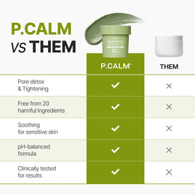 P.CALM 90g jar held in hand showing accurate size reference