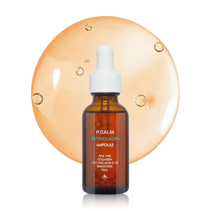 P.CALM front packaging showing ampoule bottle and box, professional presentation benefit
