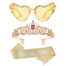 PcwBcn tiara front view showing sparkling rhinestones for standout photos