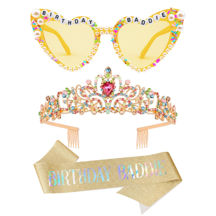 PcwBcn tiara front view showing sparkling rhinestones for standout photos