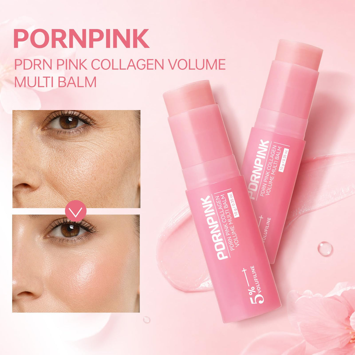 PDRNPINK applying stick under-eye to brighten and hydrate delicate area