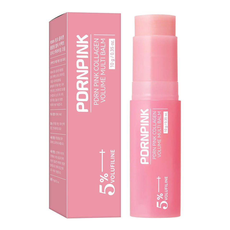 PDRNPINK front packaging showing balm stick and branding for instant volume