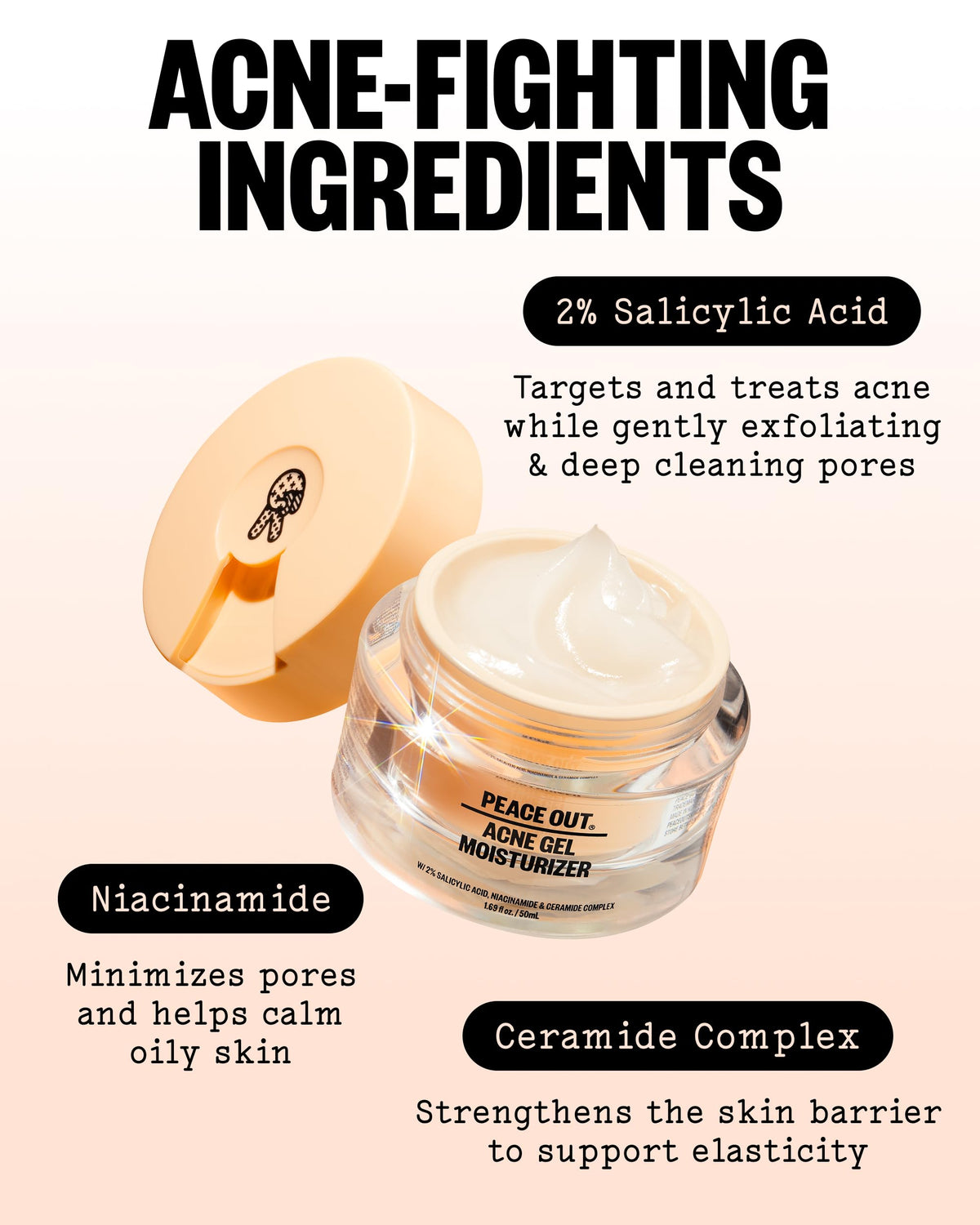 PEACE OUT applied on face showing even coverage and matte finish