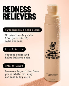 PEACE OUT bottle held in hand demonstrating compact 3.3 fl oz portability