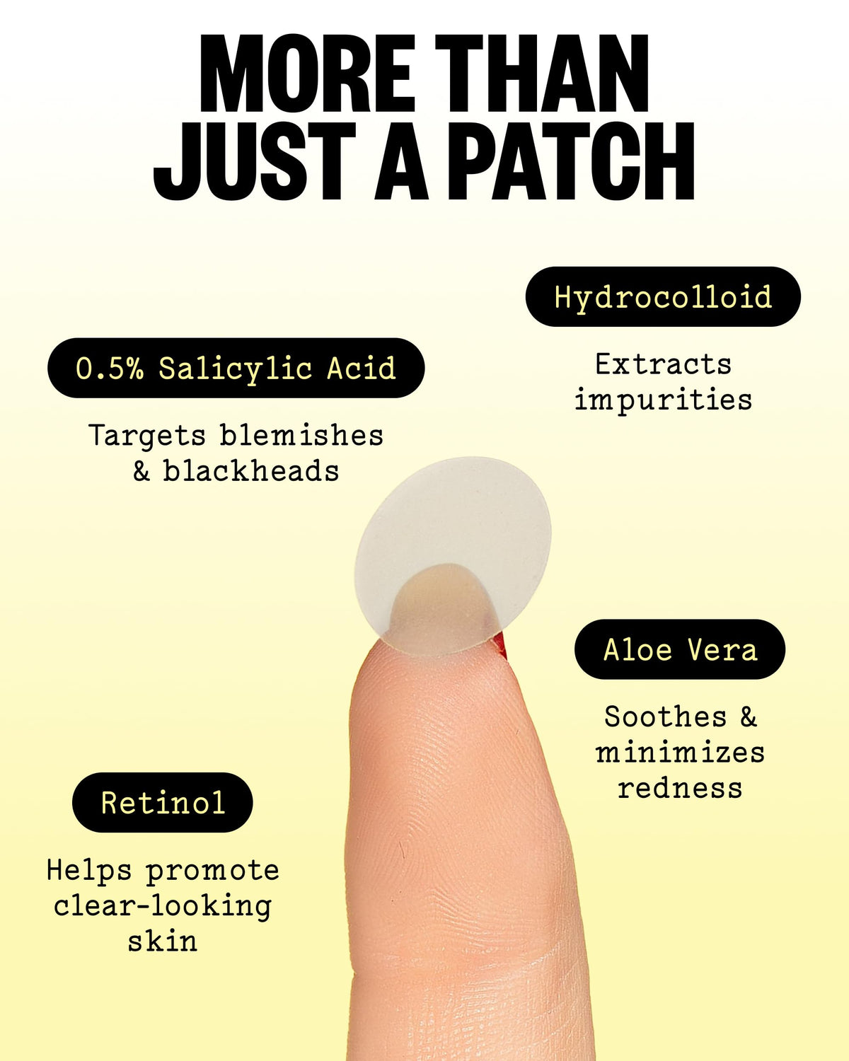 PEACE OUT patch worn on cheek blending into skin for discreet coverage