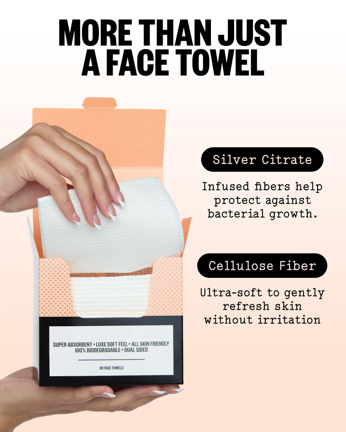 PEACE OUT moistened towel removing makeup for effective, gentle removal