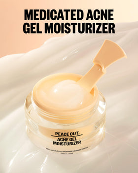 PEACE OUT moisturizer on hand demonstrating absorbent, non-greasy finish