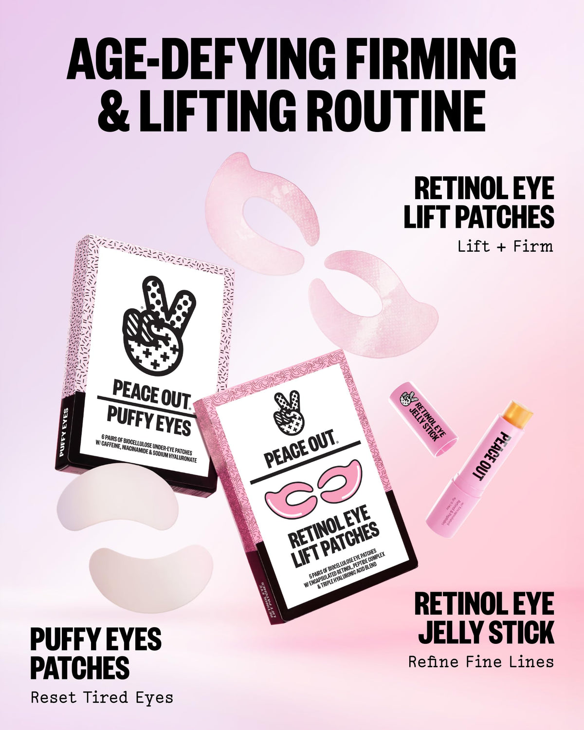 PEACE OUT nighttime skincare scene with product showing simple evening routine use