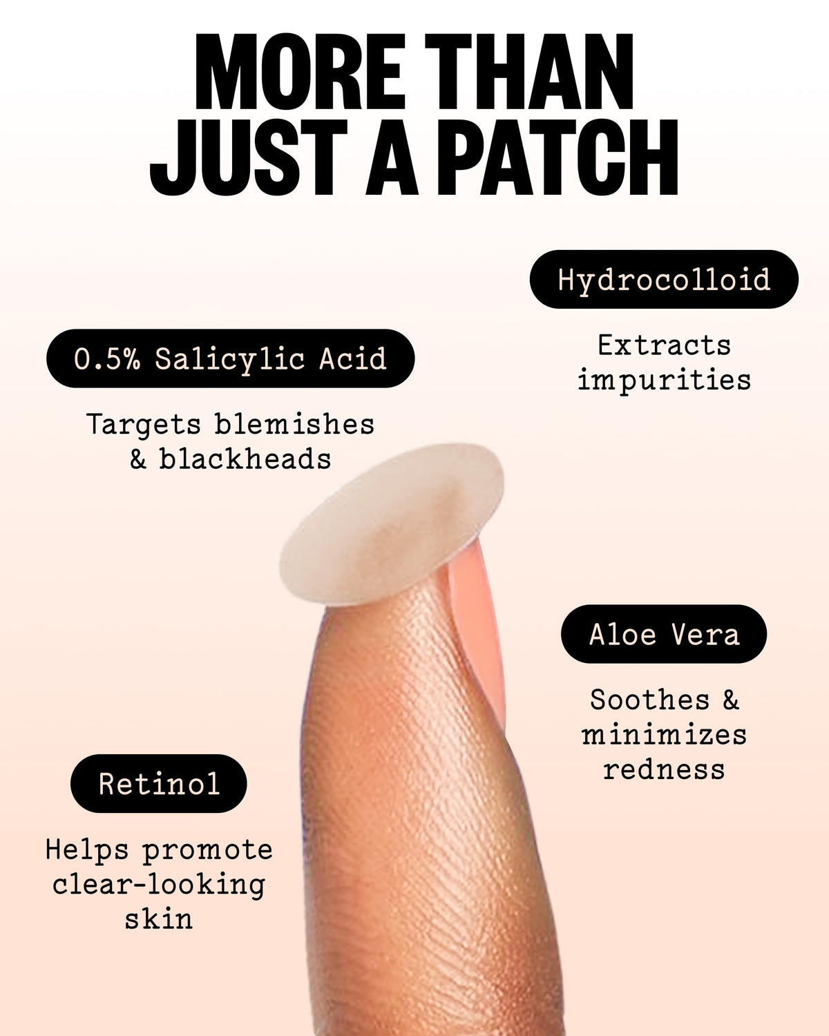 PEACE OUT patch applied to cheek demonstrating discreet coverage and protection benefit