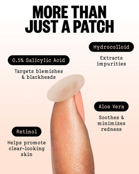 PEACE OUT patch applied to cheek demonstrating discreet coverage and protection benefit