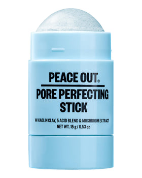 PEACE OUT stick front packaging showing compact cleanser and travel benefit