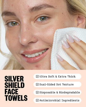 PEACE OUT close-up of dual-sided texture highlighting gentle exfoliation
