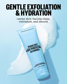 PEACE OUT cream-to-foam texture close-up showing gentle exfoliating feel