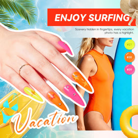 PEACECOLOR spread of 55 gel polish bottles offering diverse seasonal color choices
